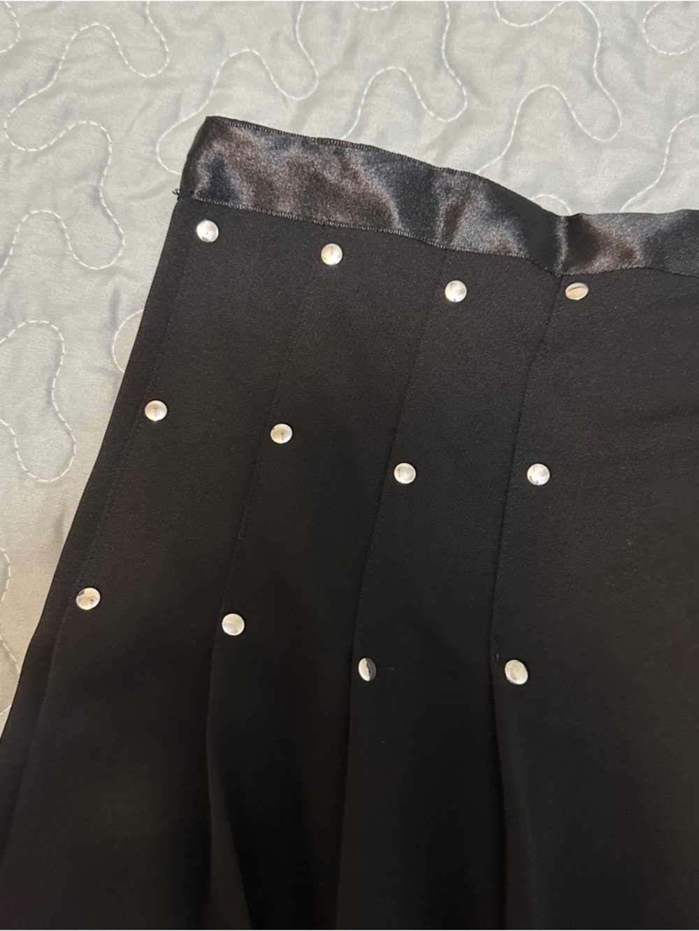 Black Studded Detail Pleated Women’s Mini Skirt - Picture 2 of 7
